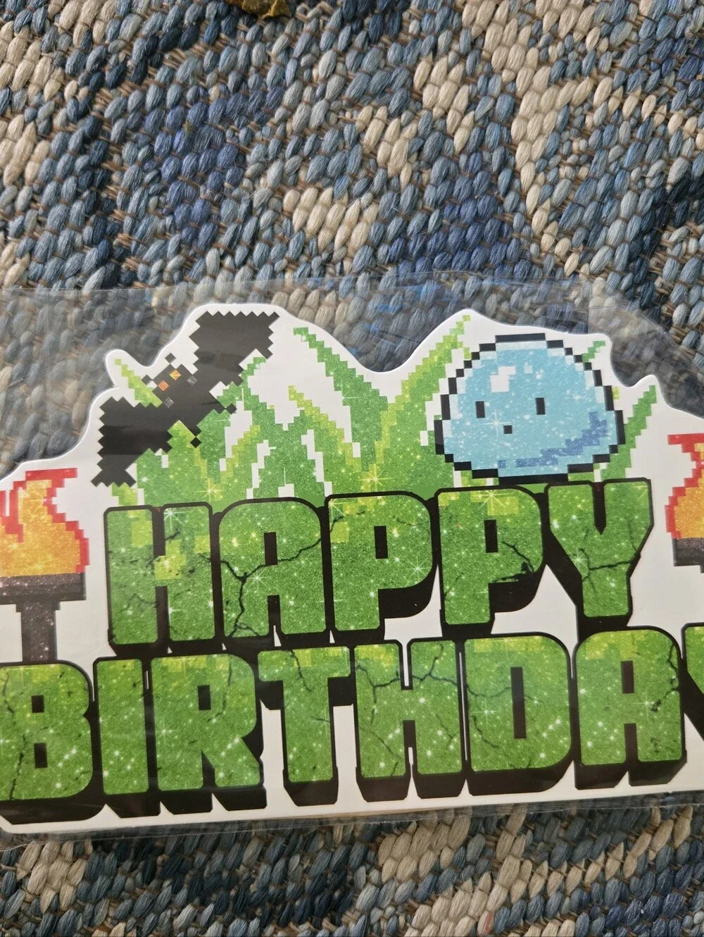 Minescraft Theme Pixel Game Banner with Coins & Characters - Bright Blue/Green